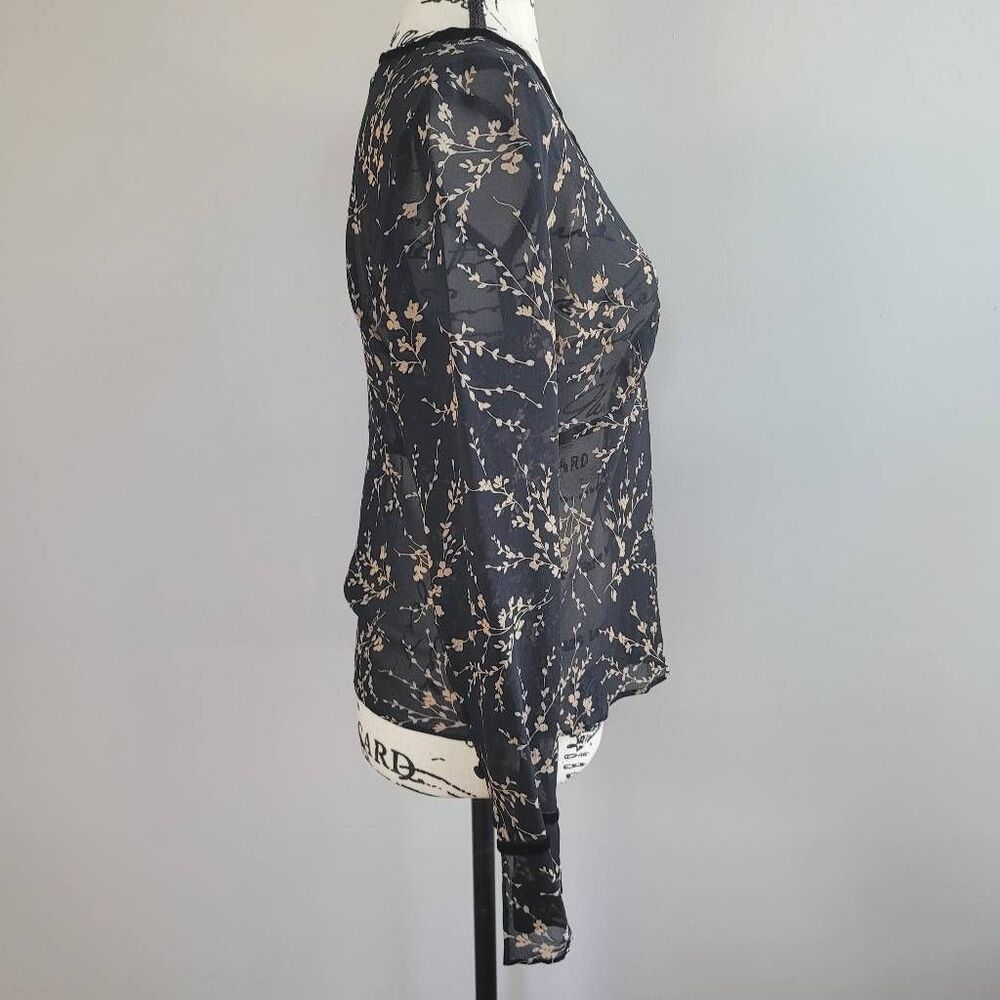 Vintage Y2K Banana Republic 100% silk‎ babydoll top dark floral whimsigoth goth - Picture 2 of 13